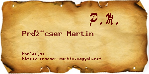 Prácser Martin névjegykártya